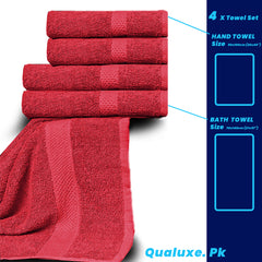 Red 100% Cotton Towel Set
