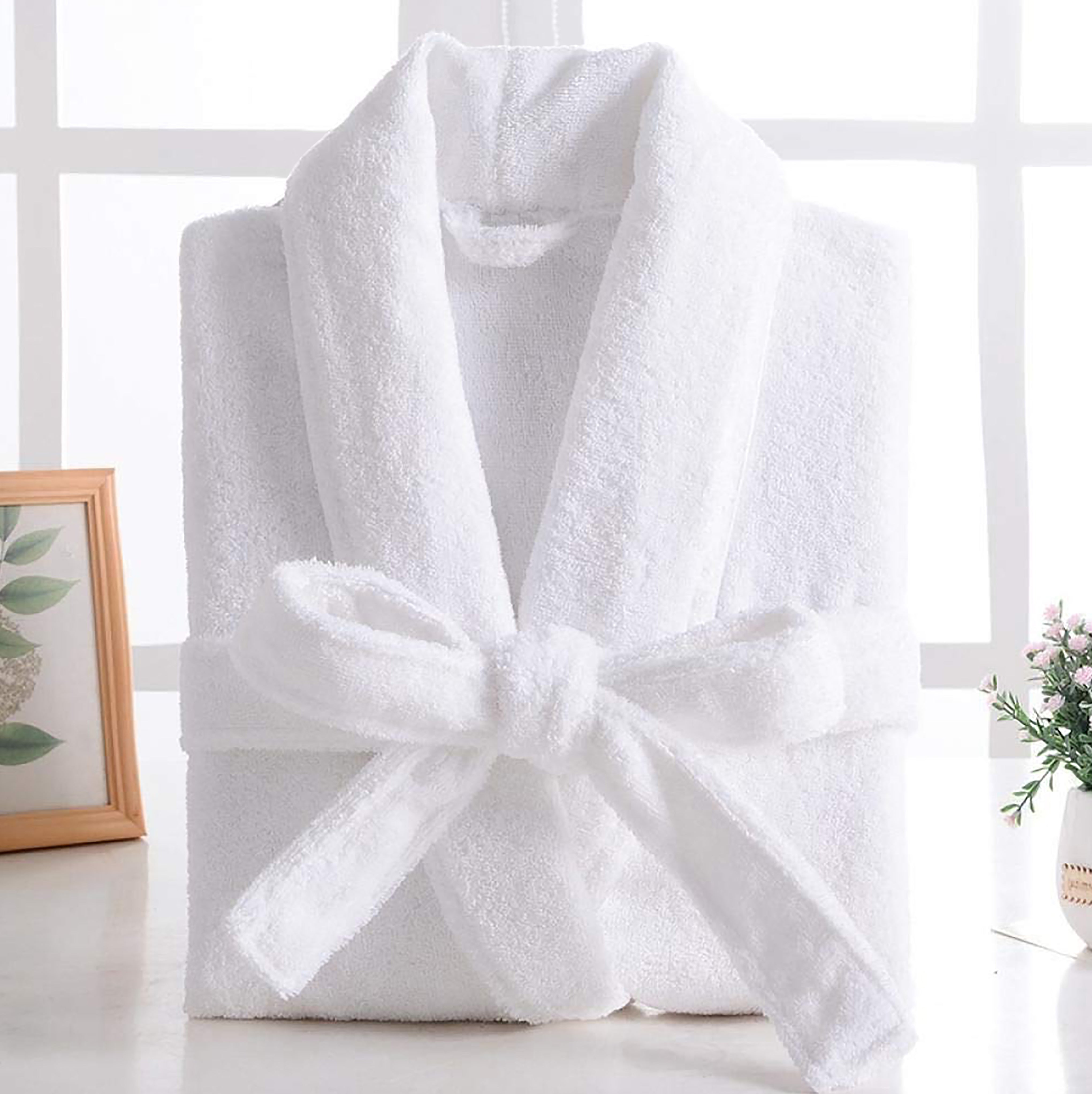 100% Cotton Terry Bathrobe - White