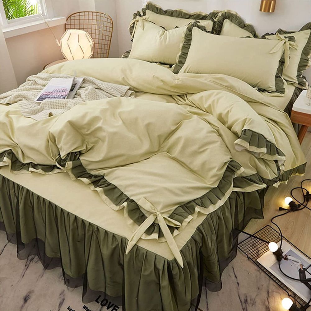 Luxury Stripe & Frill Duvet Set