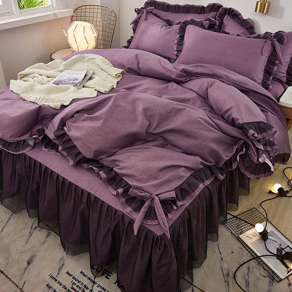 Luxury Stripe & Frill Duvet Set