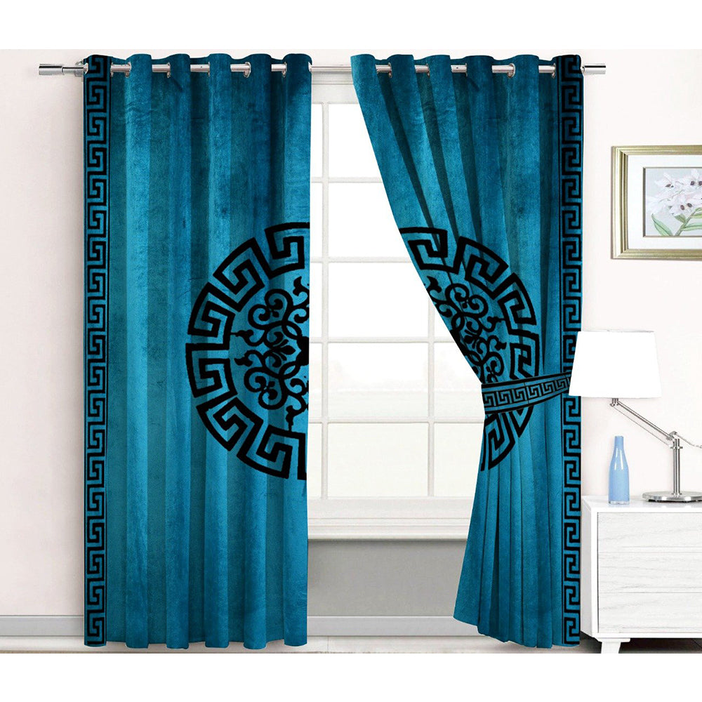 Premium Splendid Velvet Curtains With 2 Belts (Zinc & Black)