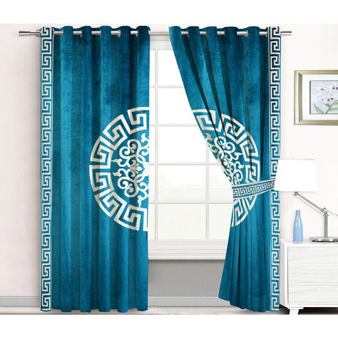 Premium Splendid Velvet Curtains With 2 Belts (Zinc & White)