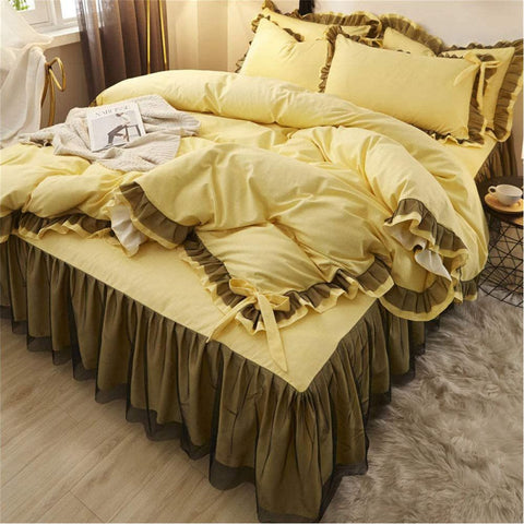 Luxury Stripe & Frill Duvet Set