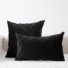 Pack Of 2 Cross Pleated Cushions Covers- Black