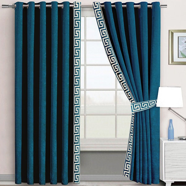 Luxury Velvet Curtain - Zinc And Off White