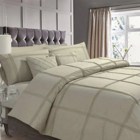 Luxury Box Pleated Duvet Set - Beige