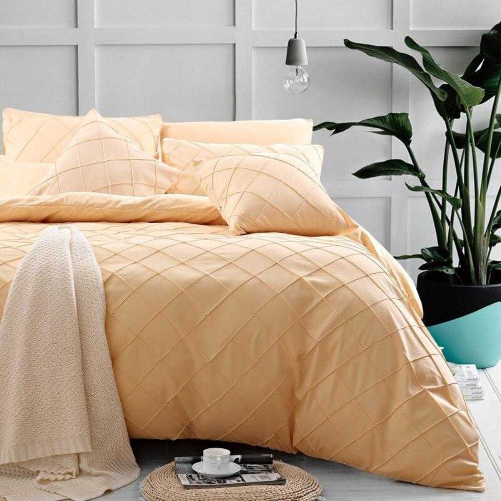 8 Pcs Cross Pleated Duvet Set Light Lemon