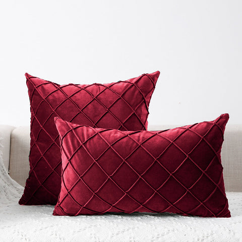 Pack Of 2 Cross Pleated Cushions Covers- Red