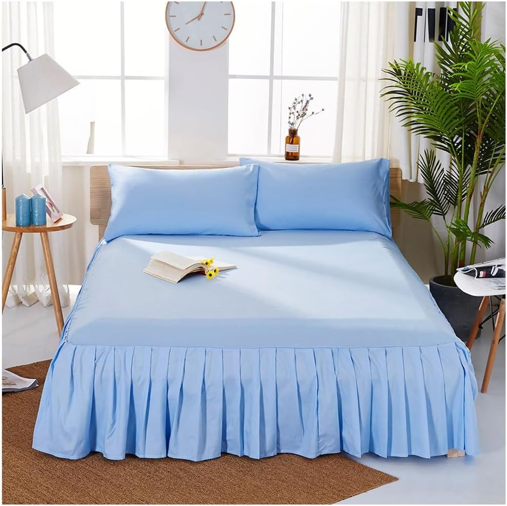 Frill Bedsheet - Sky Blue- 3 Pieces