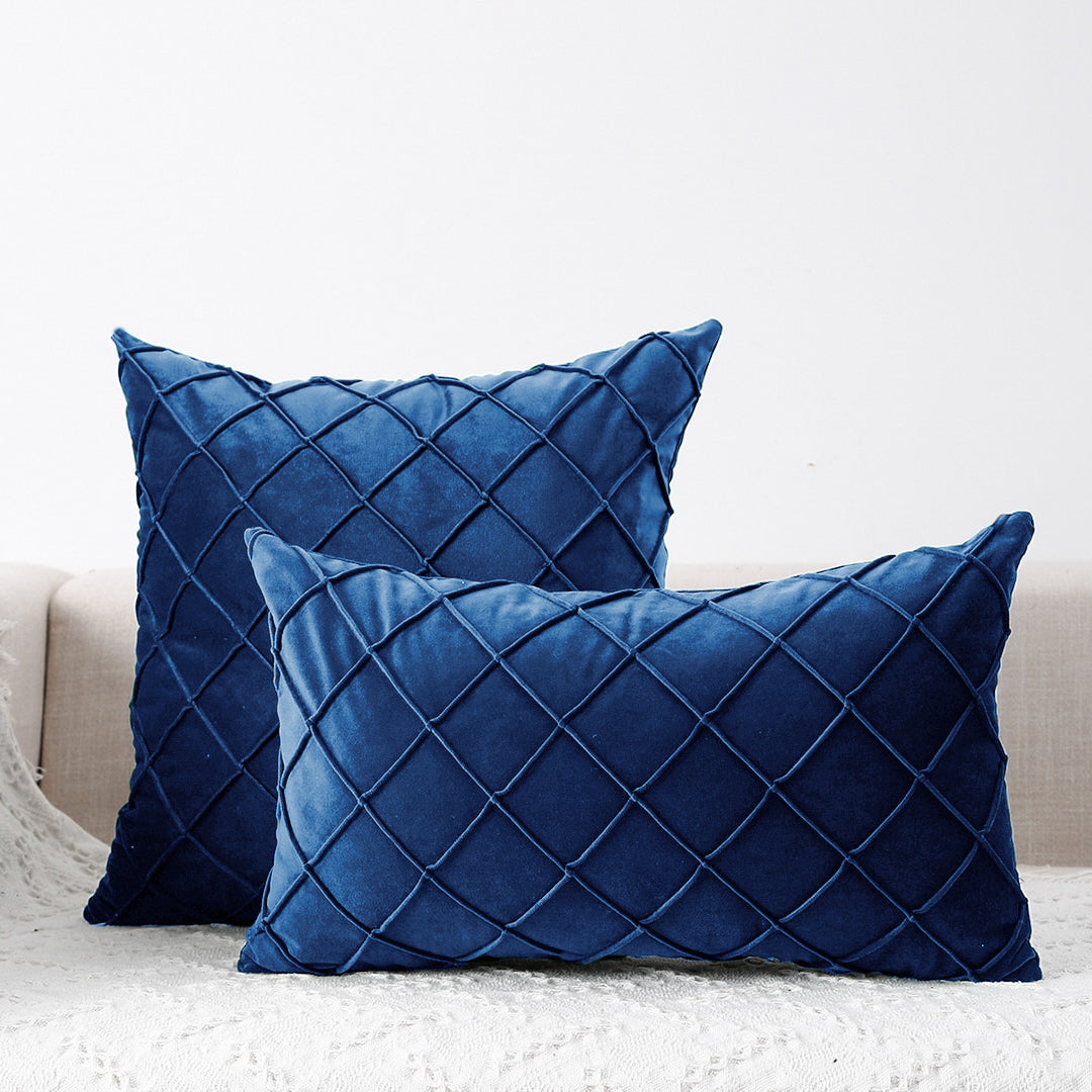 Pack Of 2 Cross Pleated Cushions Covers- Blue