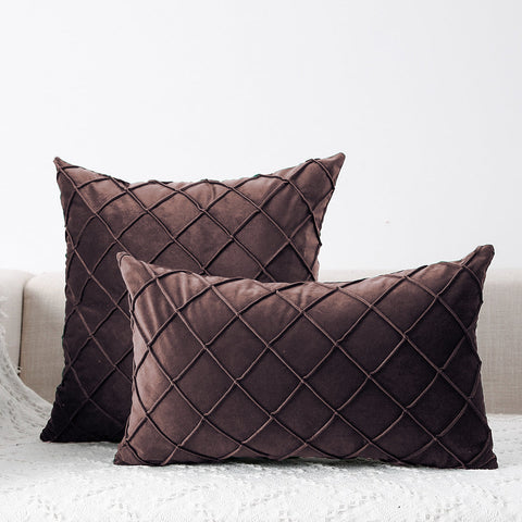 Pack Of 2 Cross Pleated Cushions Covers- Brown