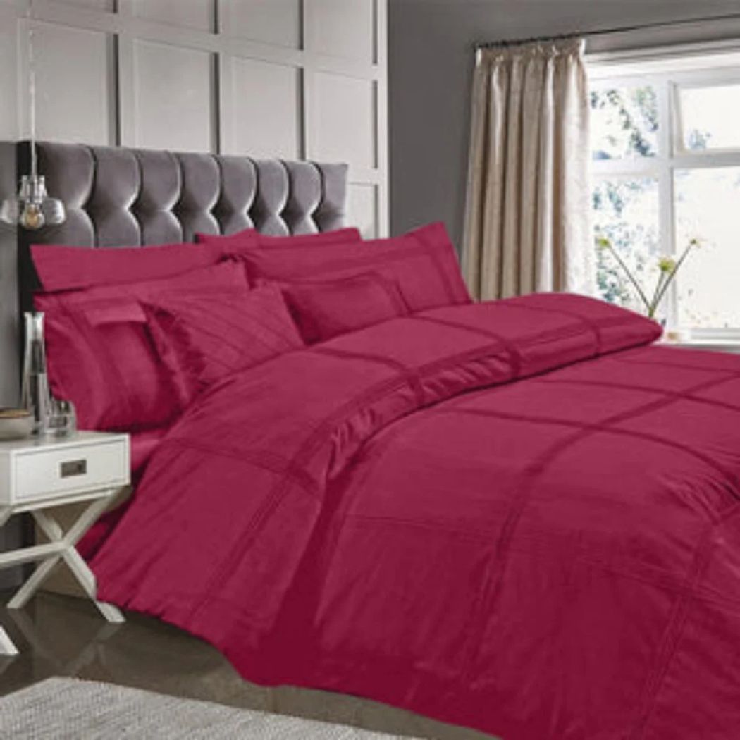 Luxury Box Pleated Duvet Set - Deep Pink