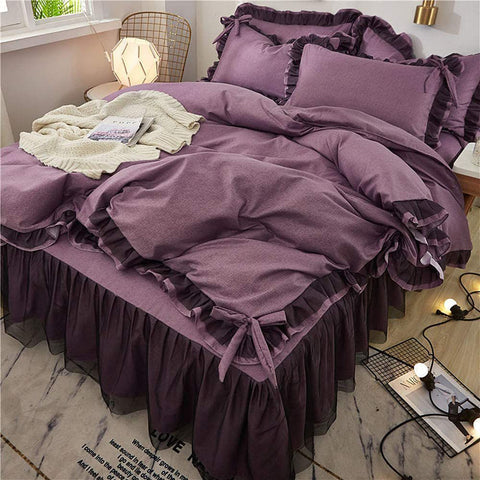 Luxury Stripe & Frill Duvet Set