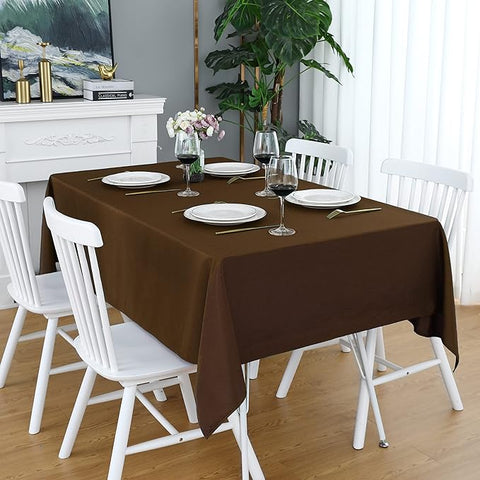 Plain Color Centre Dining Table Cotton Fabric Brown