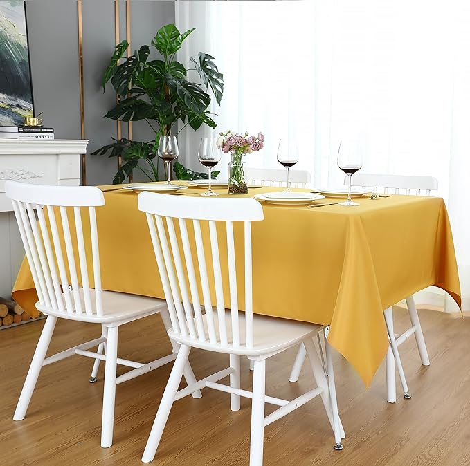 Plain Color Centre Dining Table Cotton Yellow