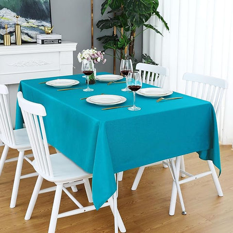 Plain Color Centre Dining Table Cotton Aqua