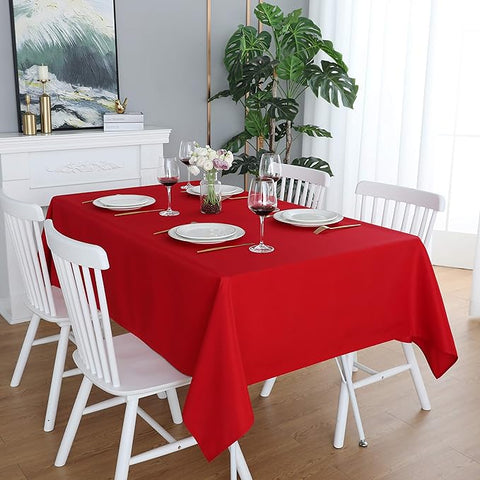 Plain Color Centre Dining Table Cotton Red