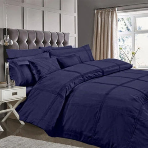 Luxury Box Pleated Duvet Set - Blue