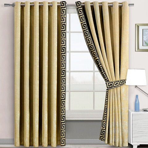 Luxury Velvet Curtain -Golden And Black