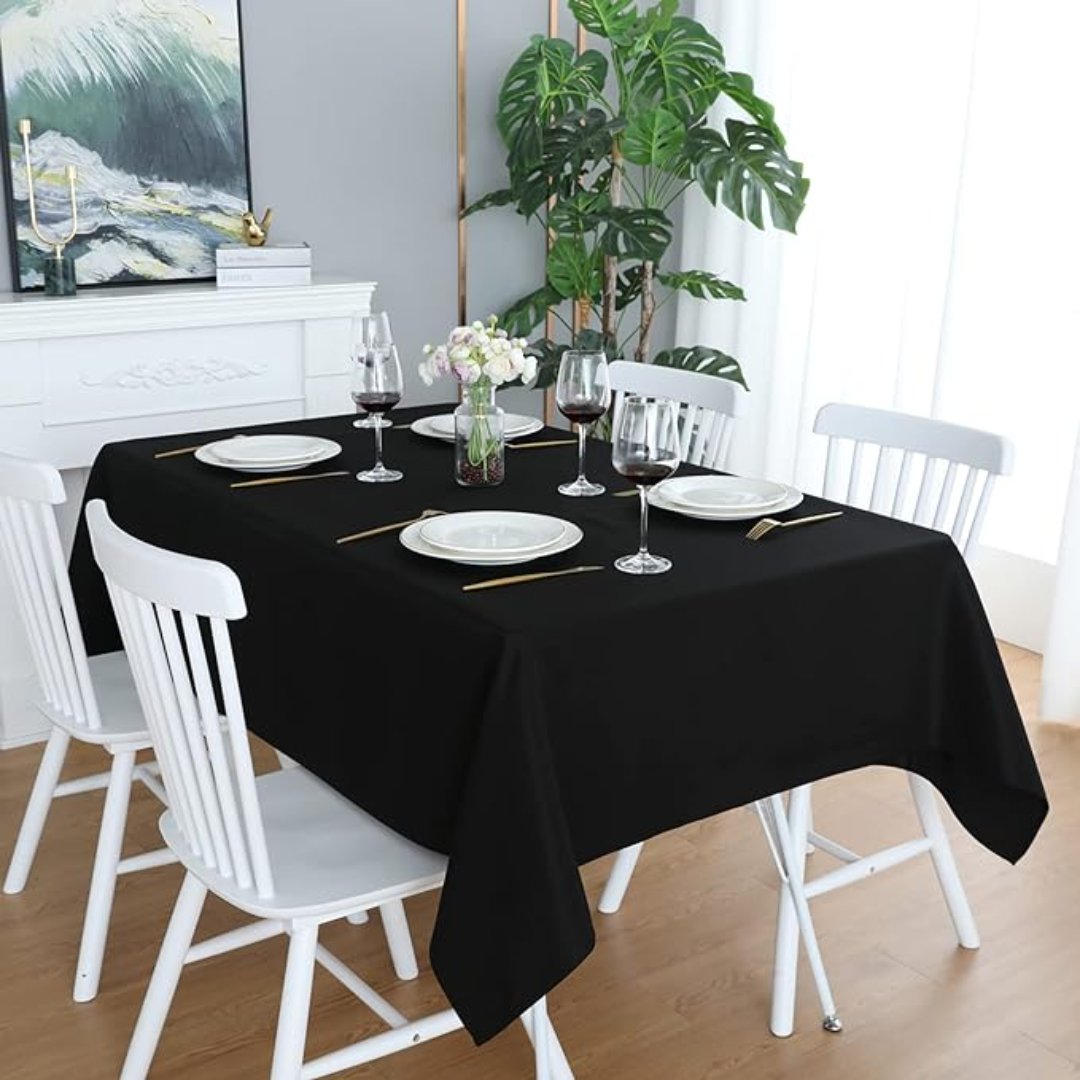 Plain Color Centre Dining Table Cotton Fabric Black