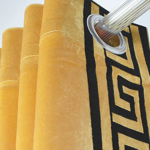 Luxury Velvet Curtain -Golden And Black