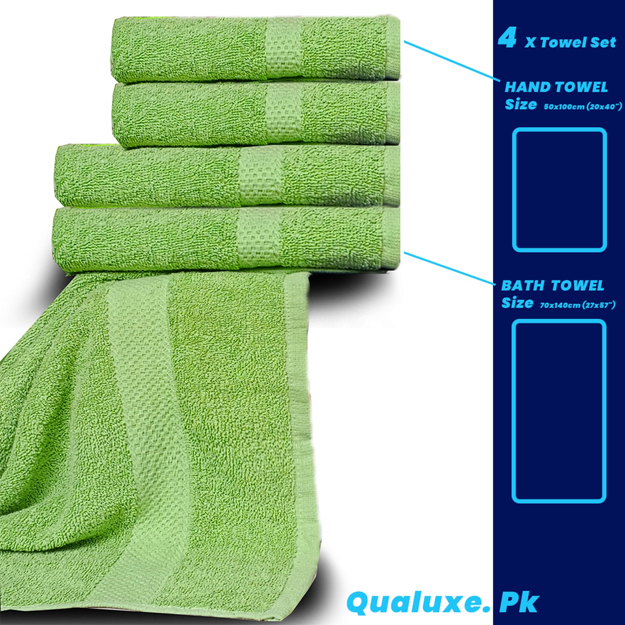 Light Green 100% Cotton Towel Set