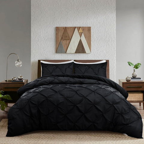 Pintuck Duvet Set Black