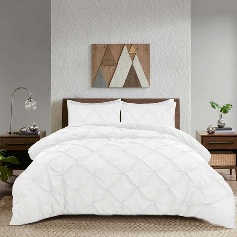 Pintuck Duvet Set White