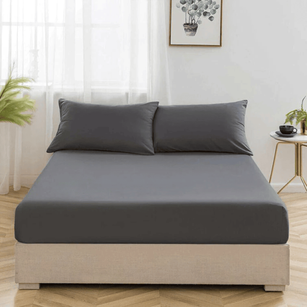 COTTON FITTED SHEET -GRAY