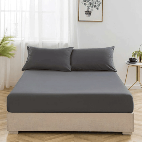 COTTON FITTED SHEET -GRAY