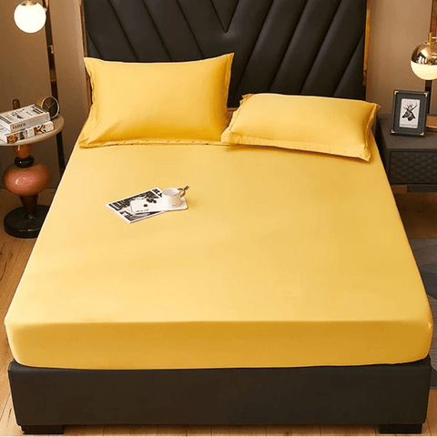 COTTON FITTED SHEET -YELLOW