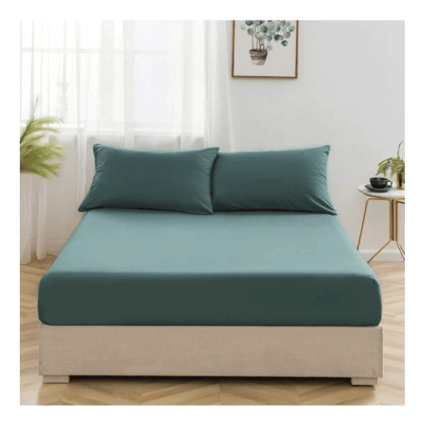 COTTON FITTED SHEET -TEAL