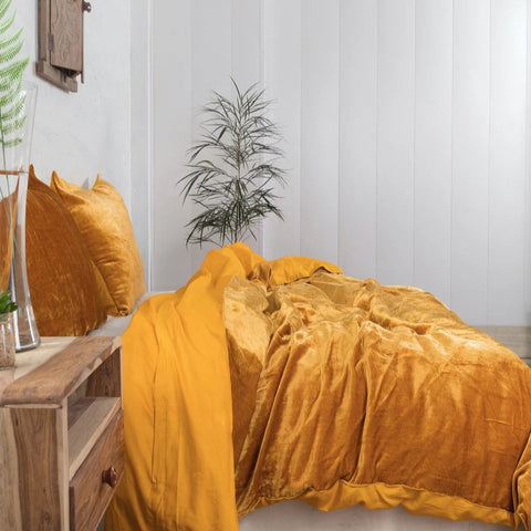 Plain Velvet Duvet Set Orange