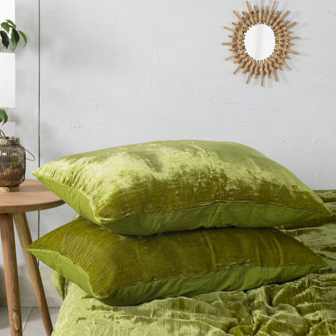 Plain Velvet Duvet Set Light Green