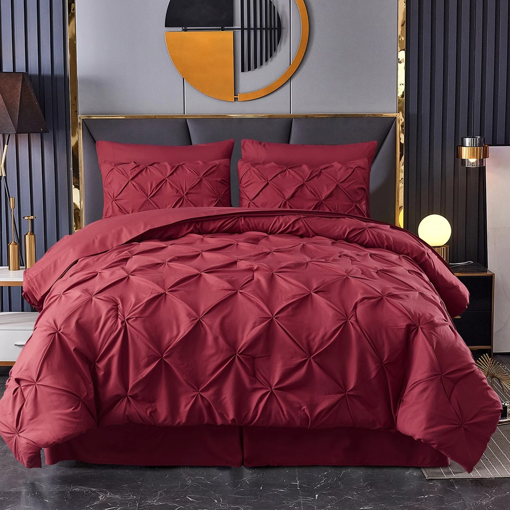 Pintuck Duvet Set Maroon