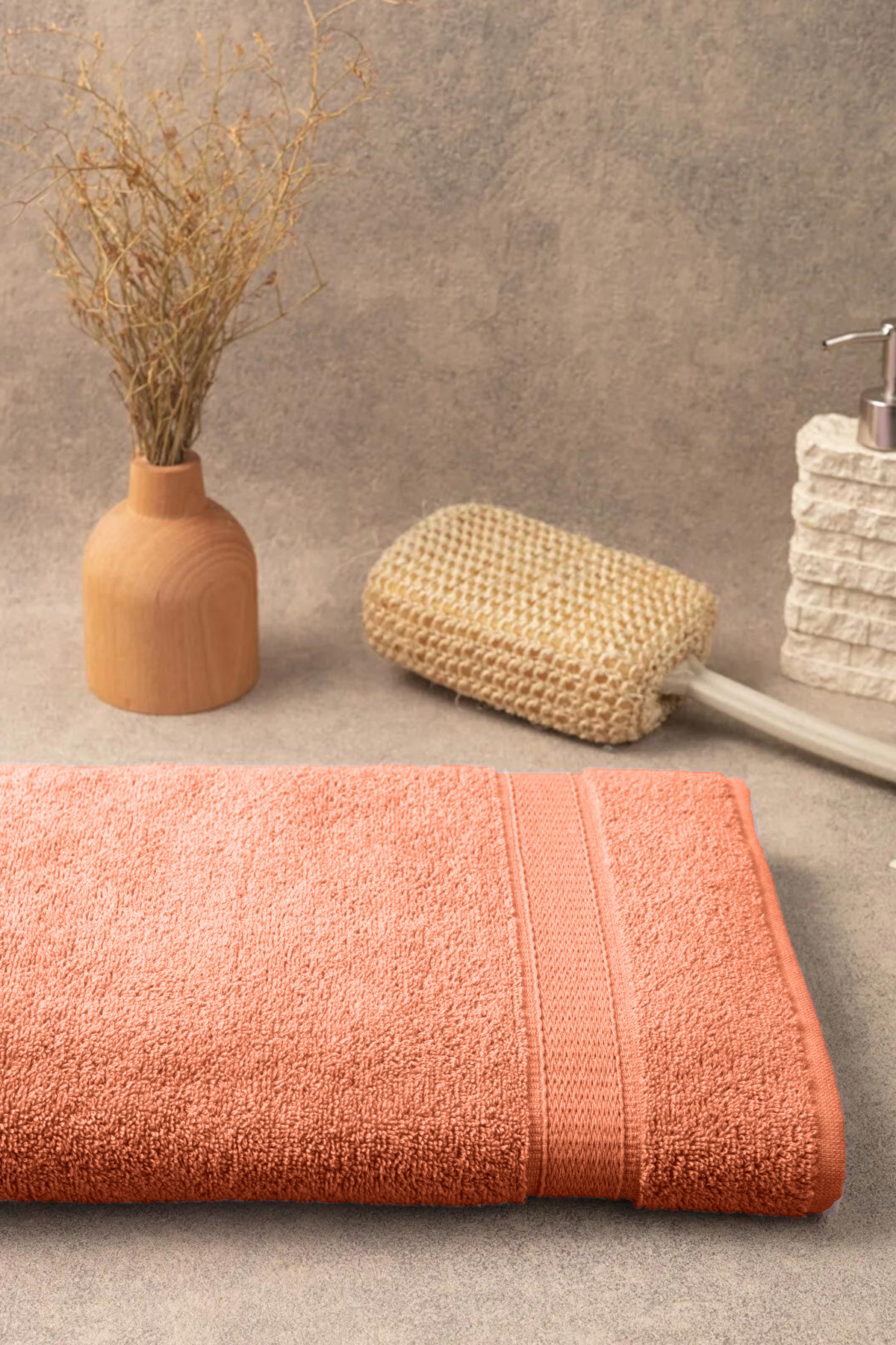 LUXURY (1-PCS) BATH SIZE TOWELS - Peach